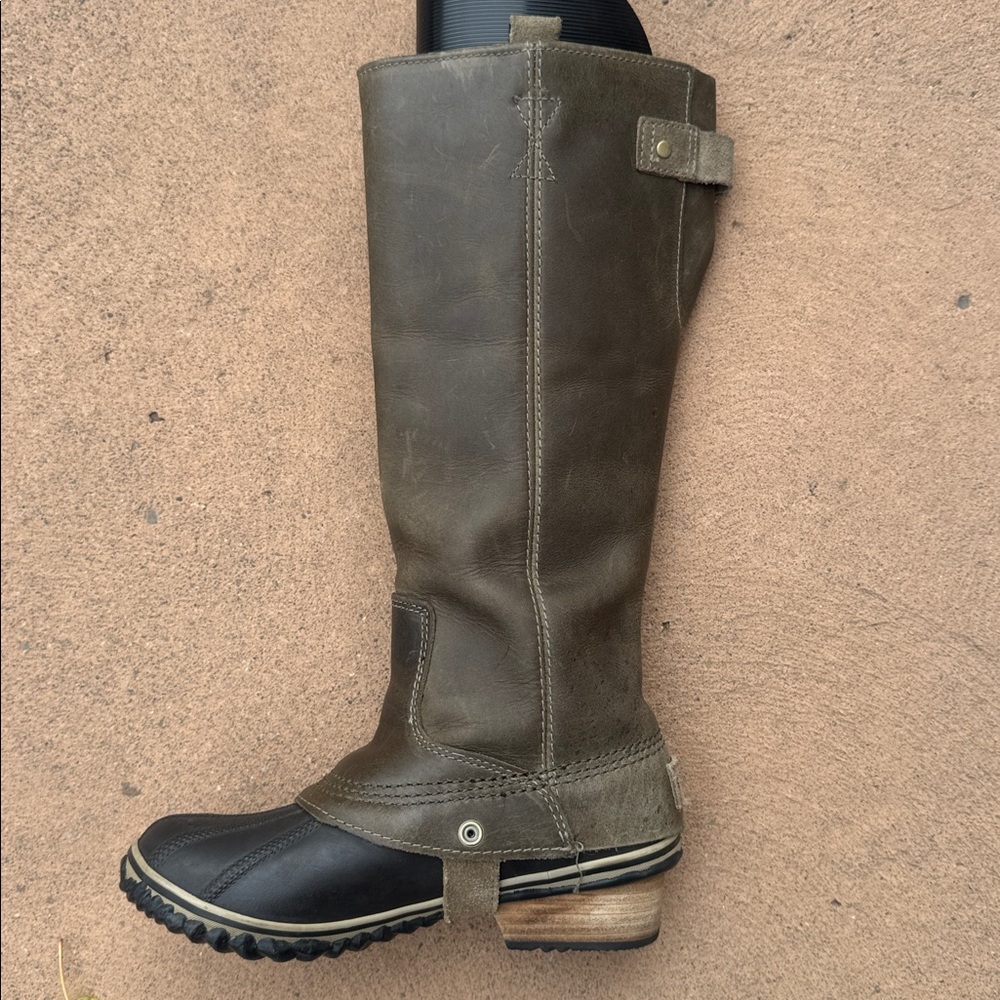 Sorel Tivoli II Tall Waterproof Winter Boots Green Leather Rubber Size 6.5 - Picture 10 of 16